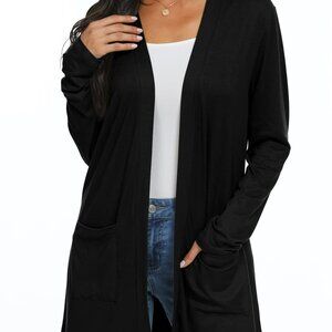 Womens Casual Lightweight with Pockets Long Sleeve Open Front Cardigan Fall